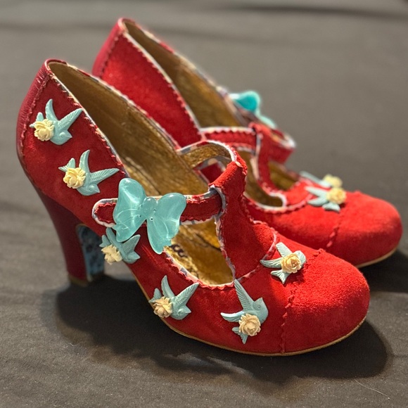 Irregular Choice Shoes - Irregular Choice Red and Blue Floral Heels